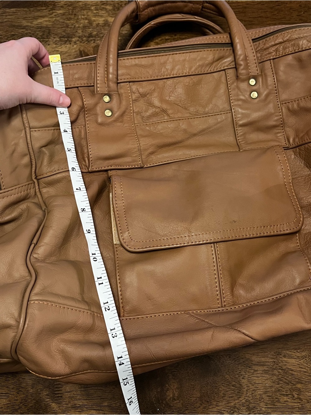 Talon Dual Zipper Vintage Light Brown Soft Leather Vintage Duffle Bag Unbranded - Picture 14 of 16